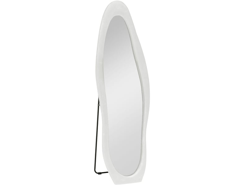 Miroir sur pied blanc 50 x 160 cm, cadre effet velours ondulé, verre haute résolution et film anti-éclats - Conforama A