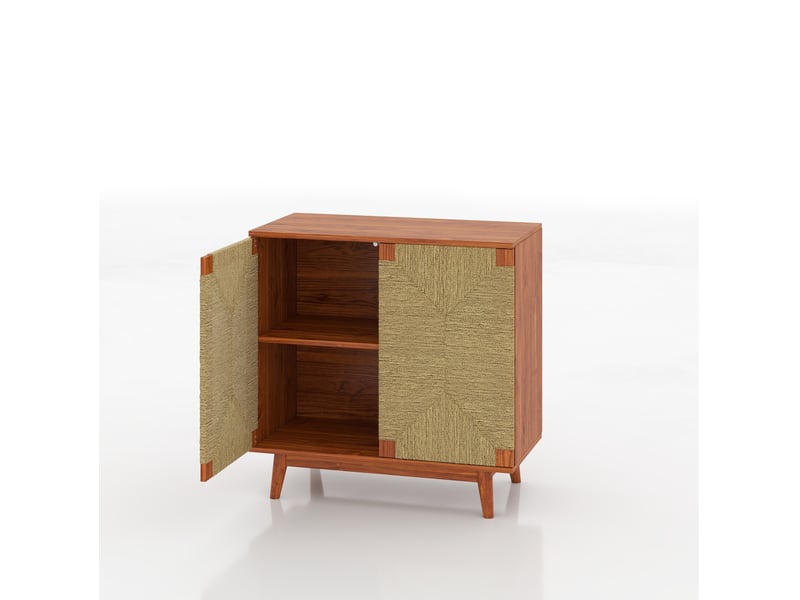  Buffet 2 portes buffet de rangement 79x39.5x78 cm marron style boho  - Conforama D