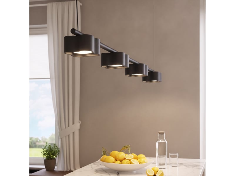  Lustre ovio 4 noir gx53 aluminium moderne 208x122x12cm SL.3342 - Conforama D