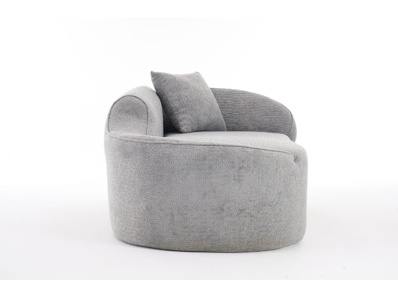  Méridienne 2 places en chenille gris clair avec coussin  - Conforama D