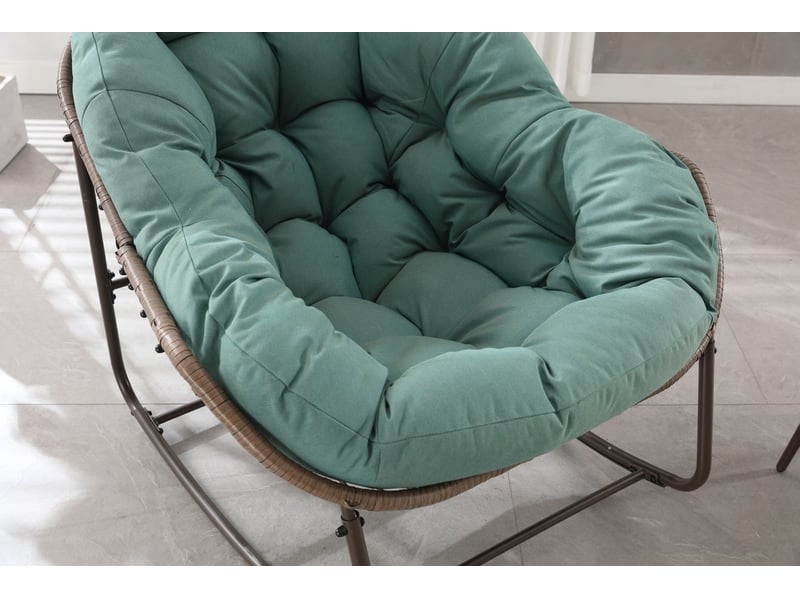  Fauteuil à bascule œuf extérieur 106 x 90 x 78 cm – vert clair – coussin épais et tressage synthétique  - Conforama C
