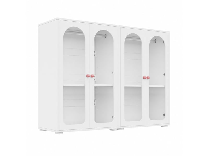 Armoire enfant modenvie lot de 2 avec penderie 160 x 50 x 120 cm mdf acrylique blanc  - Conforama A