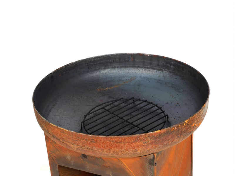  Barbecue rond avec plaque d'acier rond et grill en acier corten EFP58RCO - Conforama D