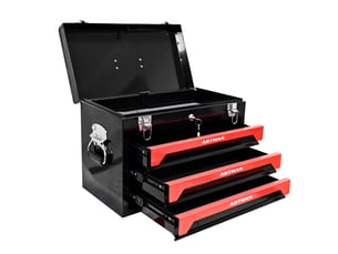 Boîte à outils transportable 50 x 27 x 35 cm noir et rouge en acier, 3 tiroirs à roulements à billes