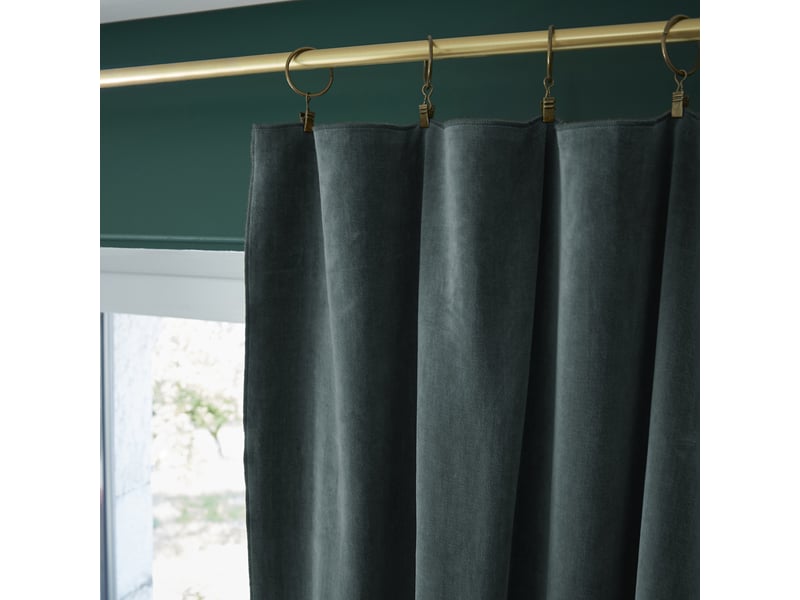  Rideau ajustable 140x270 cm velours de coton ardoise PD21323 - Conforama C