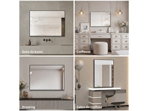Miroir de salle de bain 60x80 cm cadre en aluminium noir hd