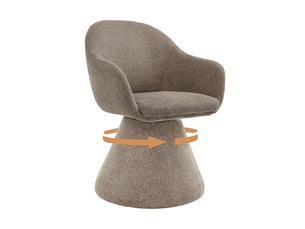Chaise de salle à manger pivotante 360° design cocon – goeurvant, tissu effet lin, rembourré, sable