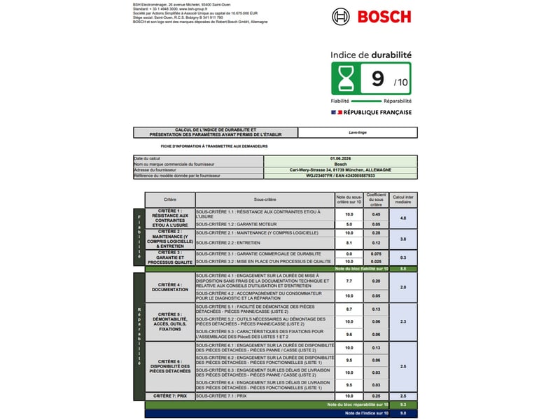  Bosch - bosch. Lave-linge. Ser6. Classe énergie a. 8.0 kg. 1.400 rmin. Iron assist. Home connect. Grand affichage led. Touches tactiles. Blanc. Gris foncé. Dimensions (hxlxp. Porte fermée) : 84.50 cm x 59.80 cm x 63.20… WGJ23407FR - Conforama W