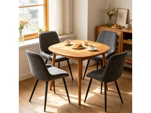 Chaises de salle à manger lot de 4 à dossier incurvé  - pieds croisés en métal, velours - gris foncé