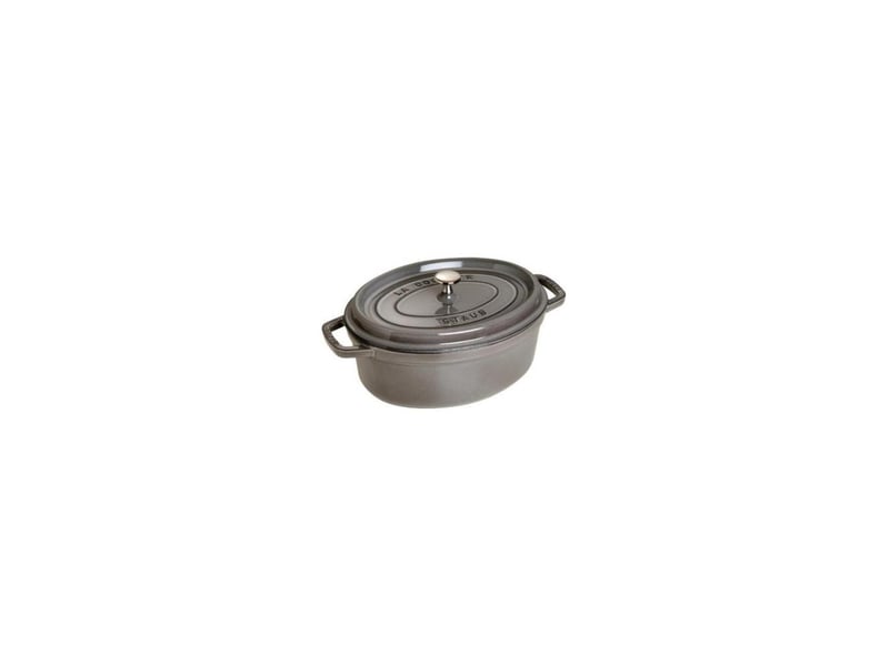 Cocotte en fonte ovale 27 cm 3,2 l grise avec couvercle picots 40500-276-0 - Conforama A