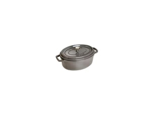 Cocotte en fonte ovale 27 cm 3,2 l grise avec couvercle picots