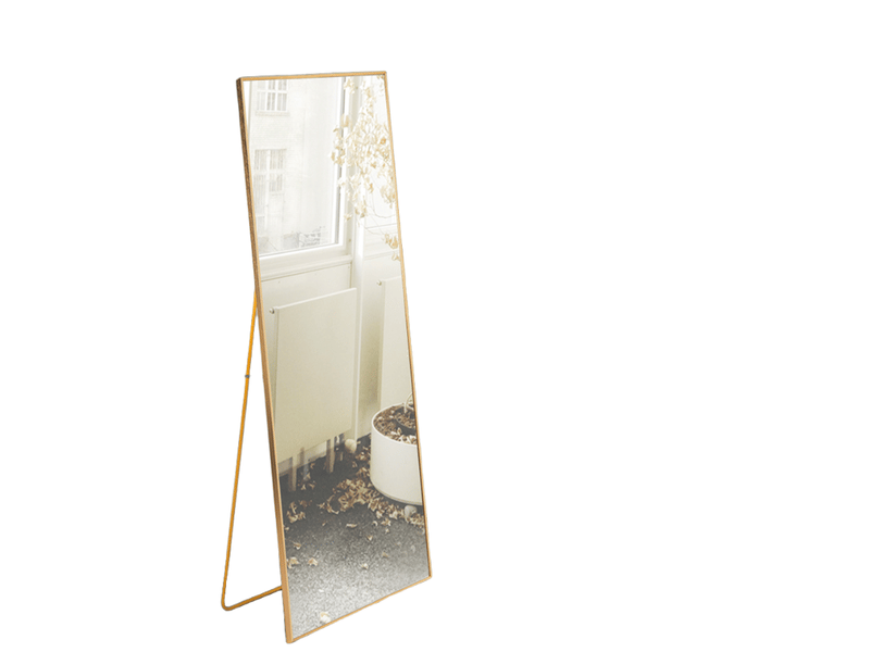  Miroir sur pied - 150 x 40 cm - or - miroir plein pied rectangulaire en verre de sécurité, cadre en alliage d'aluminium, design moderne  - Conforama A