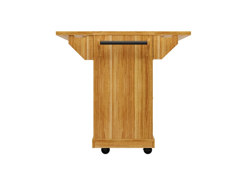  Desserte de cuisine 142,5 x 80 x 95 cm marron foncé, mdf et métal, plateau extensible sur roulettes  - Conforama E