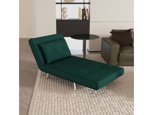 Fauteuil convertible vert foncé, pliable, fonction lit, coussin, effet velours, 77 x 88 x 83 cm