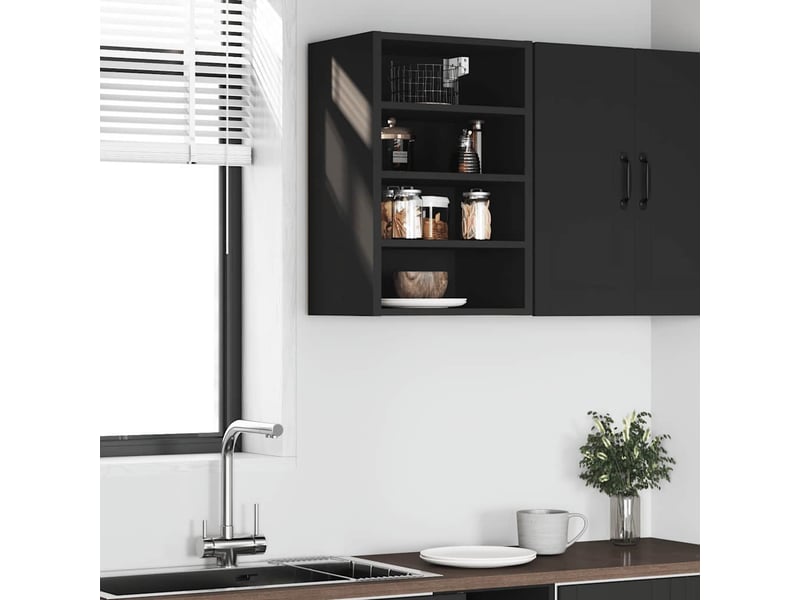 Meuble de rangement cuisine, armoire suspendue riga noir 40x29,5x60cm bois d'ingénierie - Conforama C