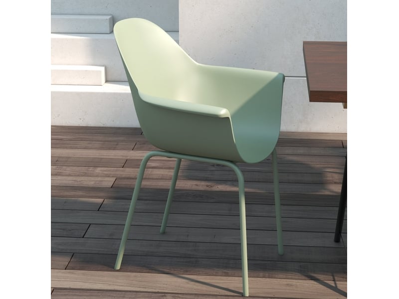  Lot de 4 chaises de jardin 59x55x84 cm avec dossier et accoudoirs résistant aux intempéries métal vert  - Conforama C