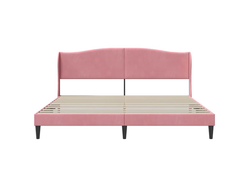  Lit double- lit adulte -  cadre de lit avec tête de lit rose 200 x 200 cm velours  - Conforama C