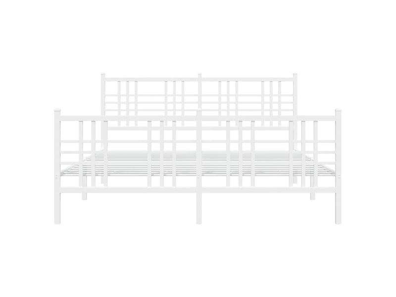  Lit adulte, lit double, cadre de lit métal sans matelas et pied de lit blanc 150x200cm cf9704  - Conforama D