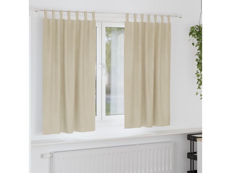 Lot de 2 rideaux, rideaux de fenêtre crème 140 x 175 cm velours cf44020 - Conforama B