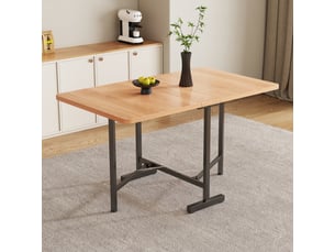 Table à manger extensible et pliante 120x80 cm, gain de place, structure en alliage haute résistance - bois naturel