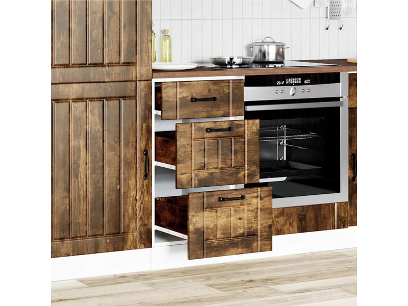 Meuble de rangement, armoire de cuisine lucca chêne fumé bois ingénierie shl1452 - Conforama C