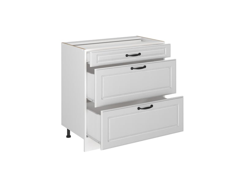  Vicco meuble cuisine, blanc campagneblanc, 80cm avec 3 tiroirs sans plan de travail  - Conforama C