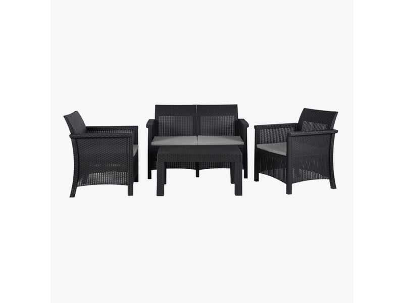 Ensemble de mobilier de jardin 4 places avec table noir  - Conforama A