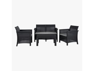 Ensemble de mobilier de jardin 4 places avec table noir
