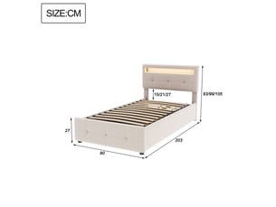 Lit simple 90x200 cm coloris beige