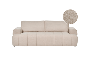 Canapé droit fixe 3 places Tissu beige avec coffre de rangement