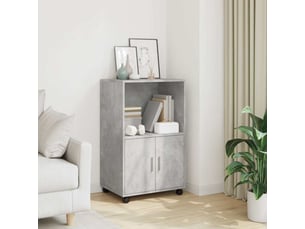 Buffet - armoire à roulettes gris béton 55x40x91 cm bois d'ingénierie