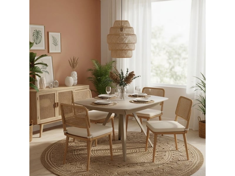  Table de salle à manger extensible en verre et métal 120180x90 float - gris tourterelle  - Conforama B
