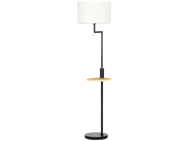  Lampadaire avec table d'appoint et abat-jour en lin, interrupteur à chaînette et port de chargement usb ø40x170 cm naturel  - Conforama B