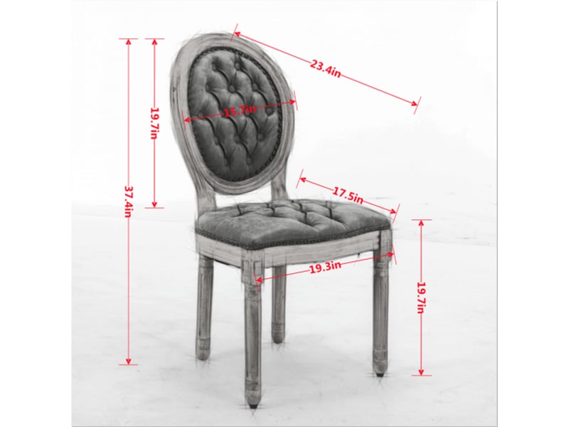  Chaises de salle à manger campagne française – lot de 2, ovale, capitonné, cuir pu et laine, clous décoratifs, de1839wp  - Conforama C