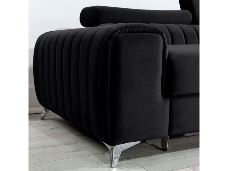  Canapé d'angle droit noir convertible 3 places jayson assise mousse hr  - Conforama C