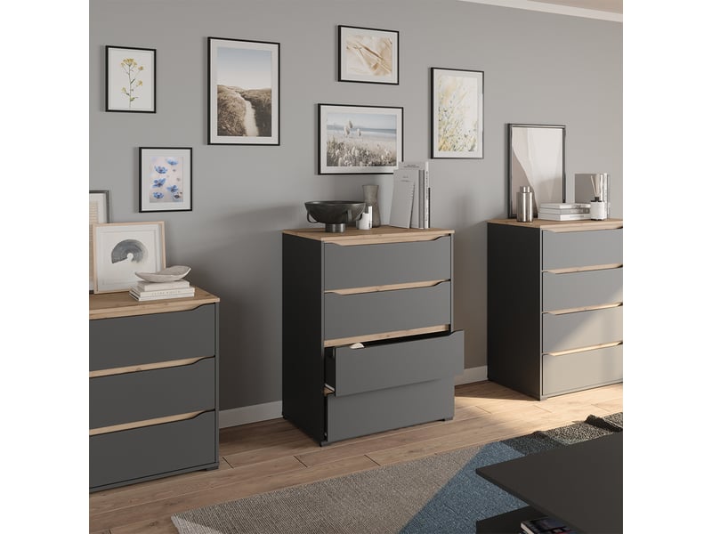  Vicco commode avec tiroirs, anthracitechêne artisan, 80x100.7cm  - Conforama E