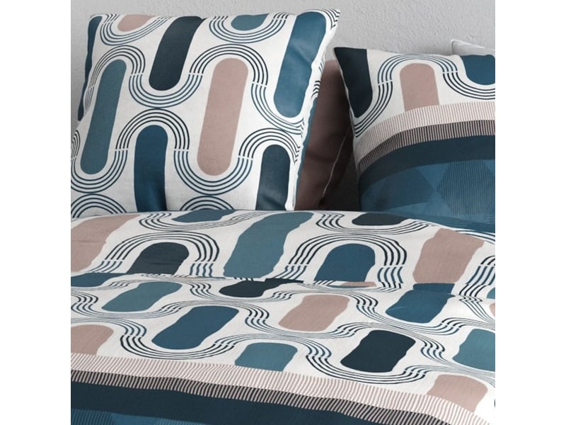  Parure housse de couette 260x240cm + 2 taies motif pop rétro bleu et rose 100% coton - leana LEANA - Conforama D