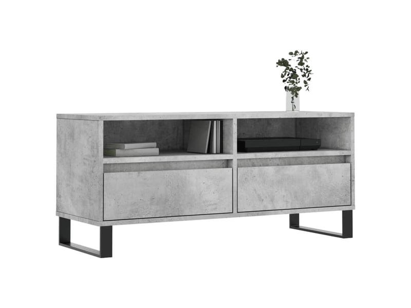  Meuble tv - banc tv - meuble de rangement gris béton 100x34,5x44,5 cm bois d'ingénierie  - Conforama C
