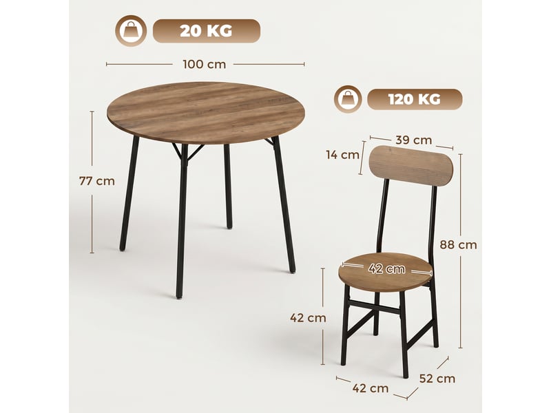  Ensemble table et chaises de style industriel 5 pièces pour 4 personnes  - Conforama E