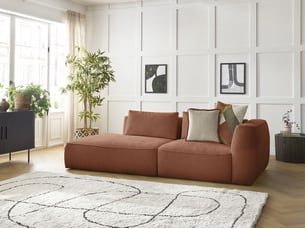 Canapé droit fixe BOBOCHIC LEOPOLD 3 places Tissu orange