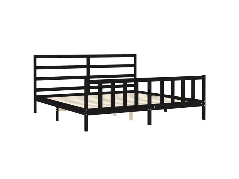  Lit double- lit adulte -  cadre de lit sans matelas noir 200x200 cm bois massif de pin  - Conforama D