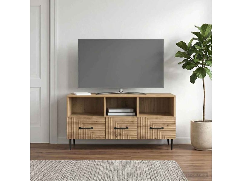  Meuble tv - banc tv - meuble de rangement 102 x 34,5 x 50 cm chêne artisanal bois d'ingénierie  - Conforama D