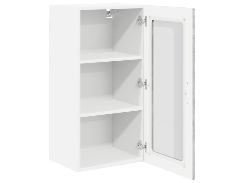 Meuble mural de cuisine, cabinet en verre mural 2 pcs gris béton bois d'ingénierie shl4264 - Conforama E