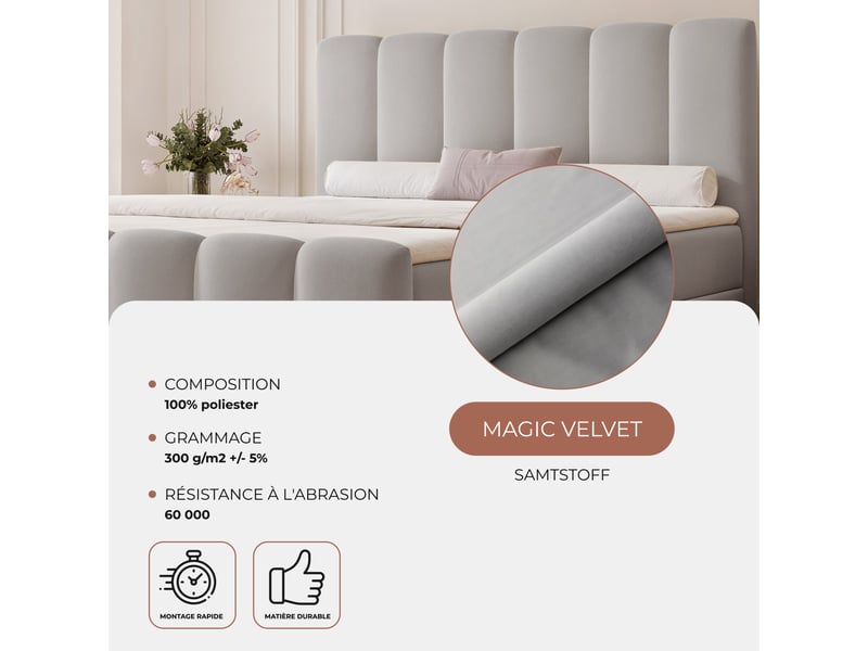  Lit adulte ferrero - 140x200 cm - coffre de rangement à ouverture latérale - avec matelas à ressorts - gris FERRERO - Conforama C
