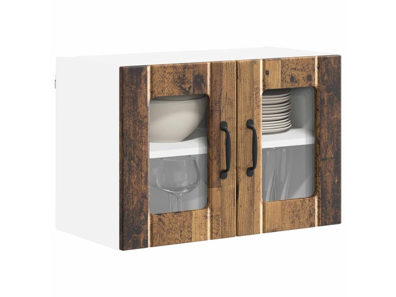  Cabinet en verre mural 2 pcs bois ancien bois d'ingénierie shl7494  - Conforama C