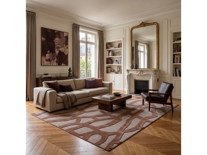  Tapis relief graphique terracotta 160x230  - Conforama A