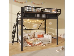 Lit mezzanine 140x200 cm <strong>COVREO </strong>  <strong></strong> coloris noir