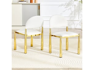 Ensemble de 2 chaises de salle à manger modernes en pu cuir – dossier demi-cercle – pieds métal – 80 cm