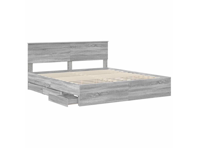  Lit double- lit adulte -  cadre de lit gris sonoma 180 x 200 cm bois ingénierie  - Conforama D