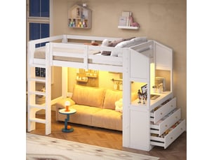 Lit mezzanine 90x200 cm <strong>HAUSS SPOLE</strong> <strong></strong> coloris blanc